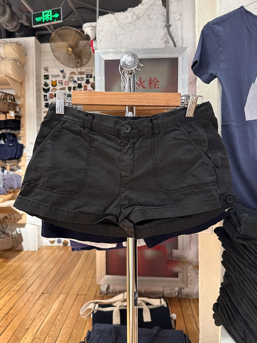 포켓 스윗 솔리드 카고 반바지 여성 섹시 로우 웨이스트 코튼 데님 스웨트셔츠 여성 빈티지 스트릿웨어 여름 반바지 2025 신상