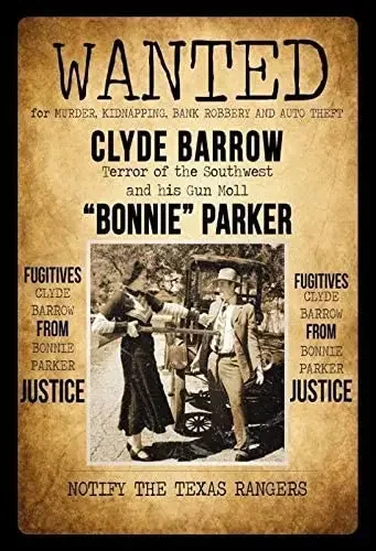 Anjoes Wanted Bonnie & Clyde Motiv 2 Metal Custom Metal Sign Cafe Restaurant Home Decor