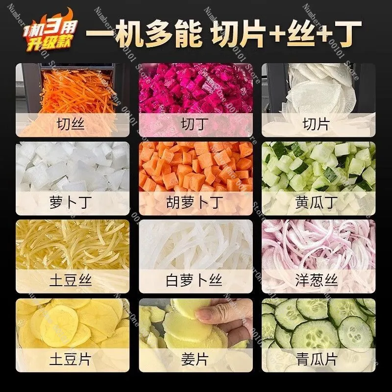 Commercial Vegetable Cutter Multi-Functional Fully Automatic Dicing Machine Shredding Machine Vegetable Potato Slicer Chopping M