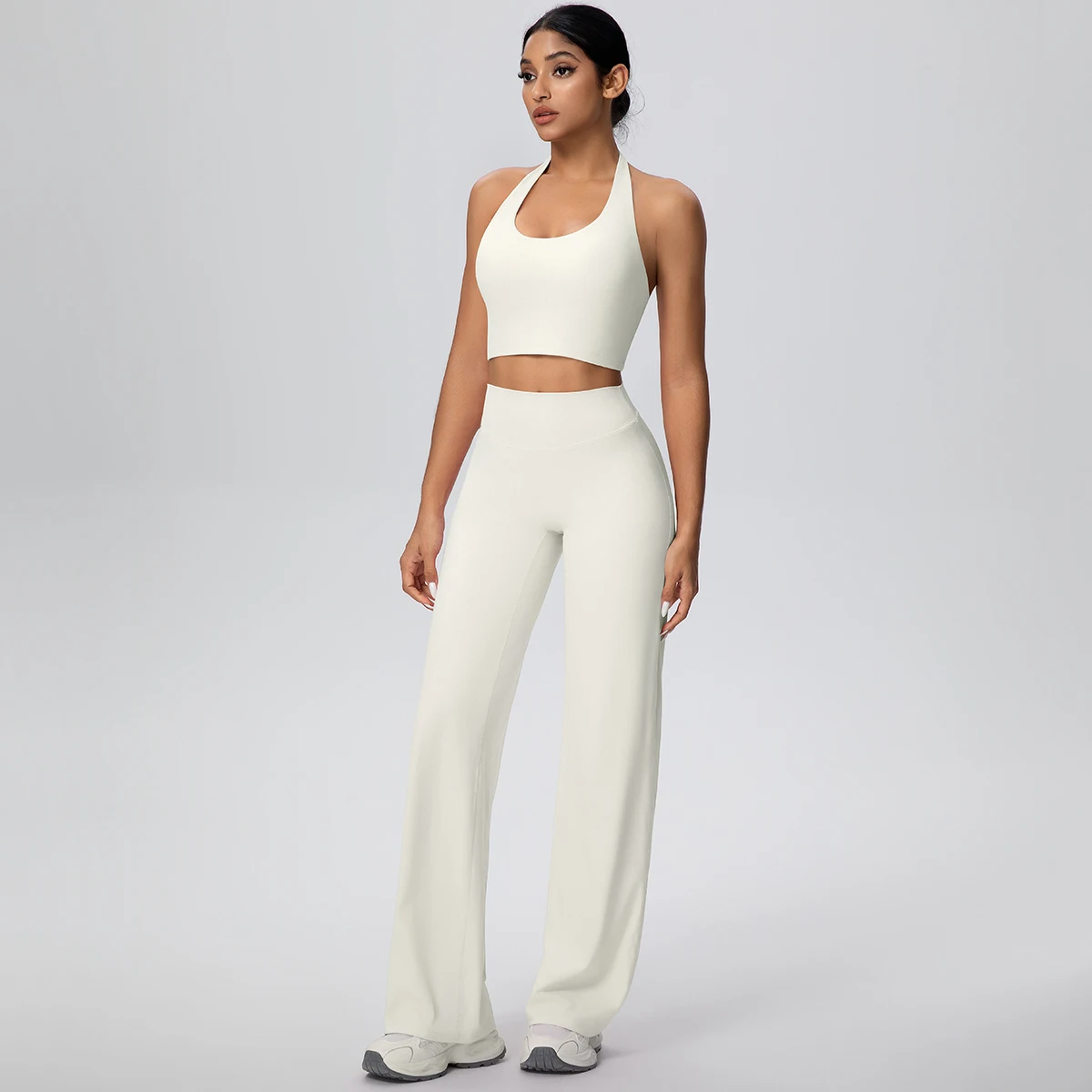 2-teiliges Damen Yoga-Set: Rückenfreier Neckholder-BH und Hose – Sommerliches, atmungsaktives Sport- und Lauf-Workout-Top – Top-Seller – Detail 24