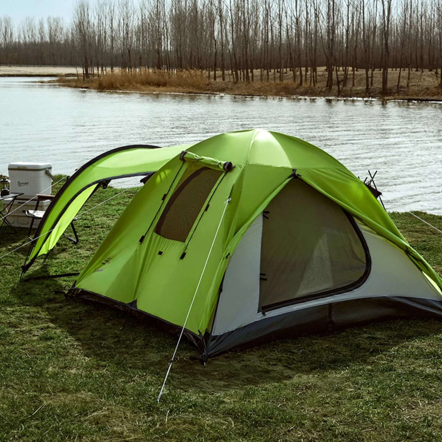 

Camping Outdoor Portable Tunnel Tent 3-4 People Double Layer Rainproof Camping Hiking Ultralight Tent
