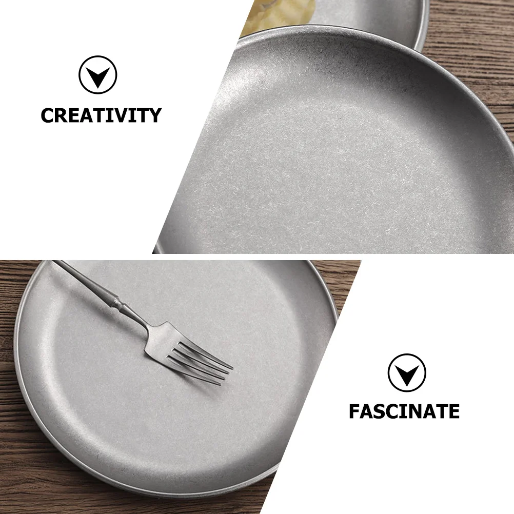 

Vintage Bbq Plate Round Stainless Steel Serving Tray For Oven Baking Snacks Dish Camping Picnic Food Metal Griddle Pan