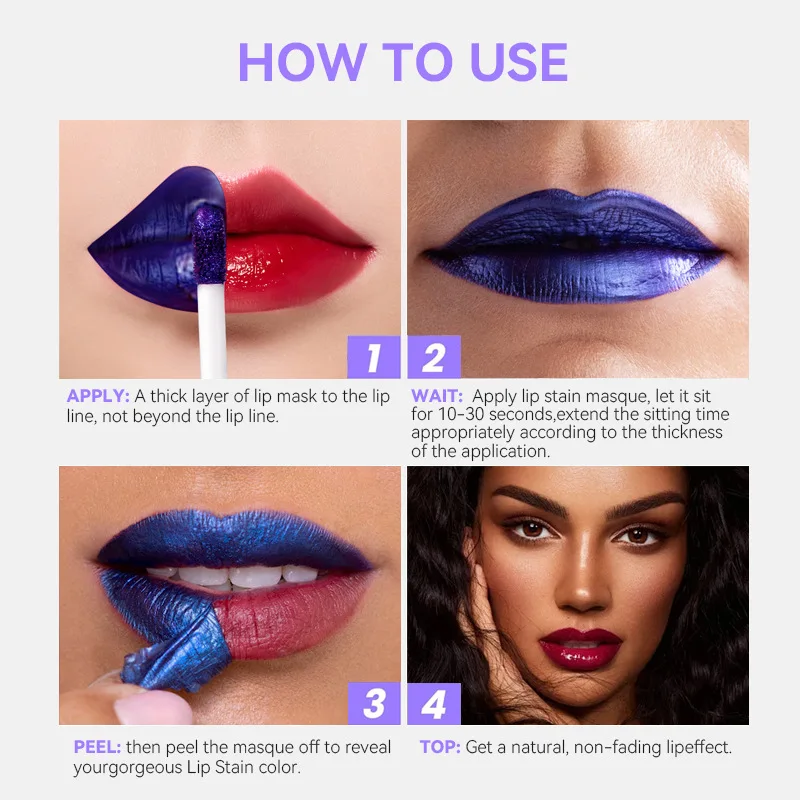 Lip Liner Peel Off Tattoo Lipgloss Impermeabile a lunga durata Idratante Opaco Lip Tint Contorno rosso Labbra strappanti Macchia Cosmetico