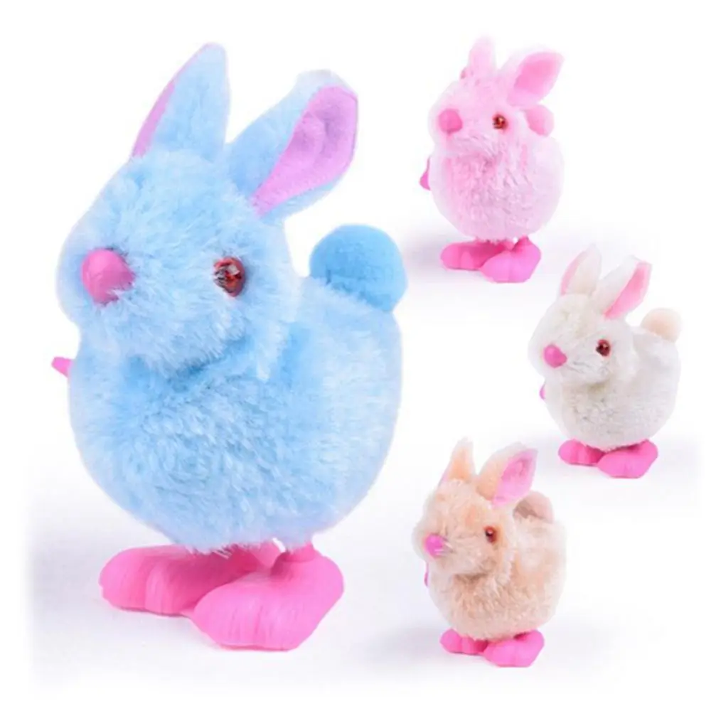 Plush Cartoon Clockwork Spring Kids Wind-up Classic Toys Hobbies Jumping Rabbit Model