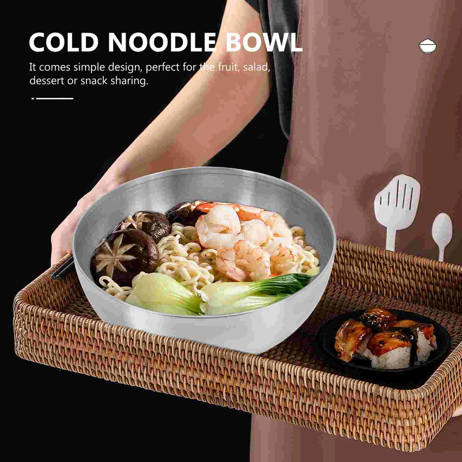 Stainless Steel Salad Bowl Bowls for Kitchen Fruit Accessory Rice Serving Hand-Pulled Noodle Operating System