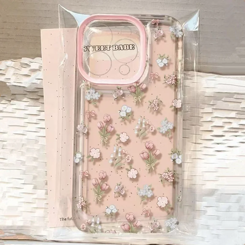 

Clear Small Flower Pattern Phone Case For Samsung Galaxy S25 S22 S23 Ultra S24 S21 Plus FE A53 A54 A55 A33 A34 A35 A16 A15 Cover