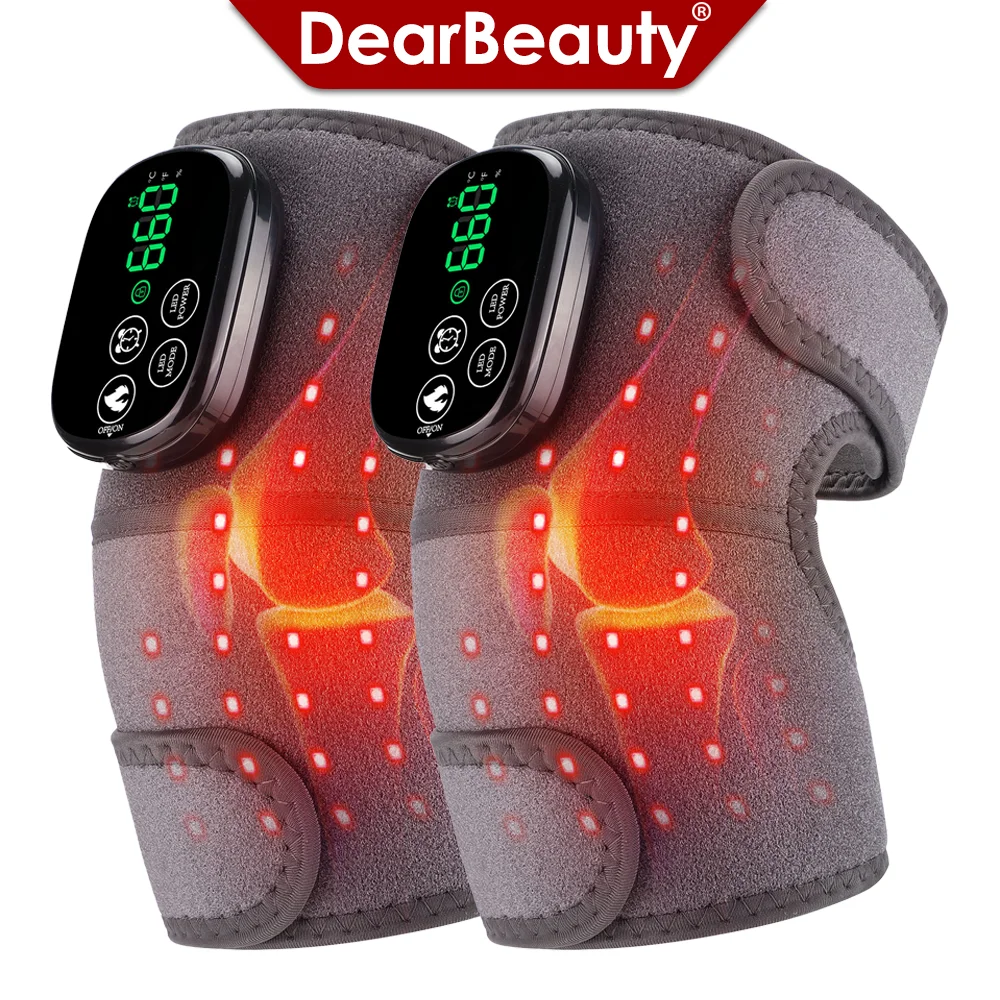 Red Light Therapy Knee Massager with Heating Rechargeable 5-Levels Heated Elbow Shoulder Knee Wrap Pad for Body Leg Joint Relax