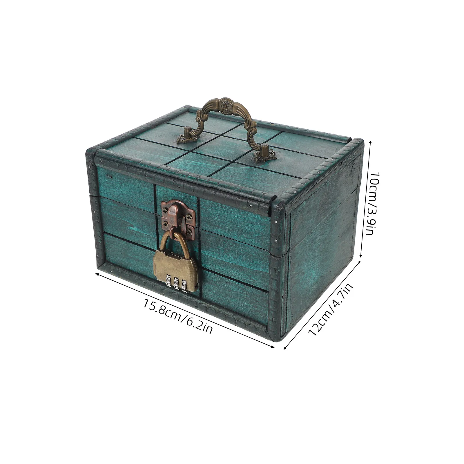 1Set Lockable Wood Jewelry Organizer Box Vintage Style Treasure Chest Solid Wood Decorative Trinket Box for Women Desktop view 5