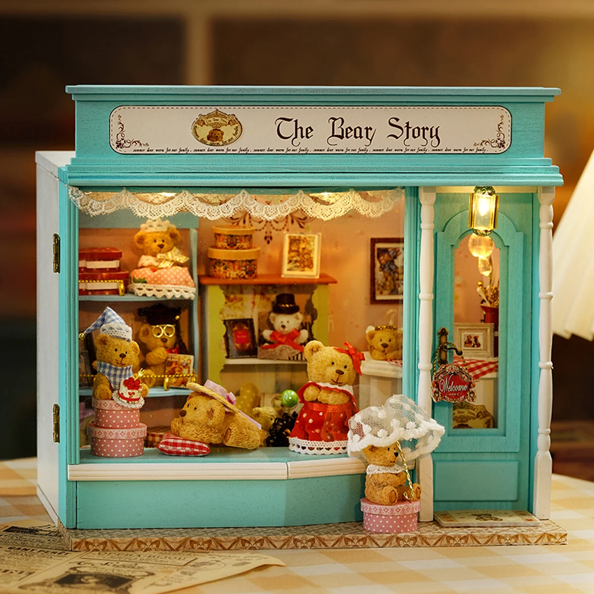 Little Bear Shop 3D Assembly Building Model Mini Kit Mini Doll House DIY Puzzle Toy Decoration Room Bedroom Decoration