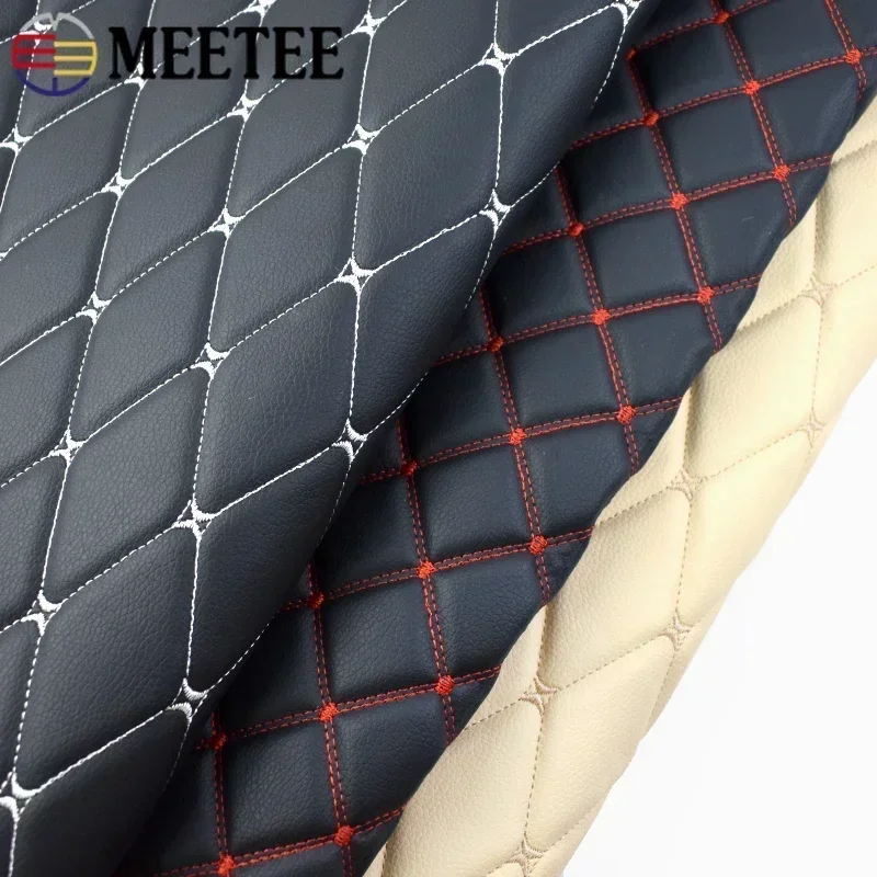 45*160cm Embroidered Plaid Fabric 0.7mm Artificial PVC Leather Fabrics for Sofa Car Interior Seat Cushion Decoration Material