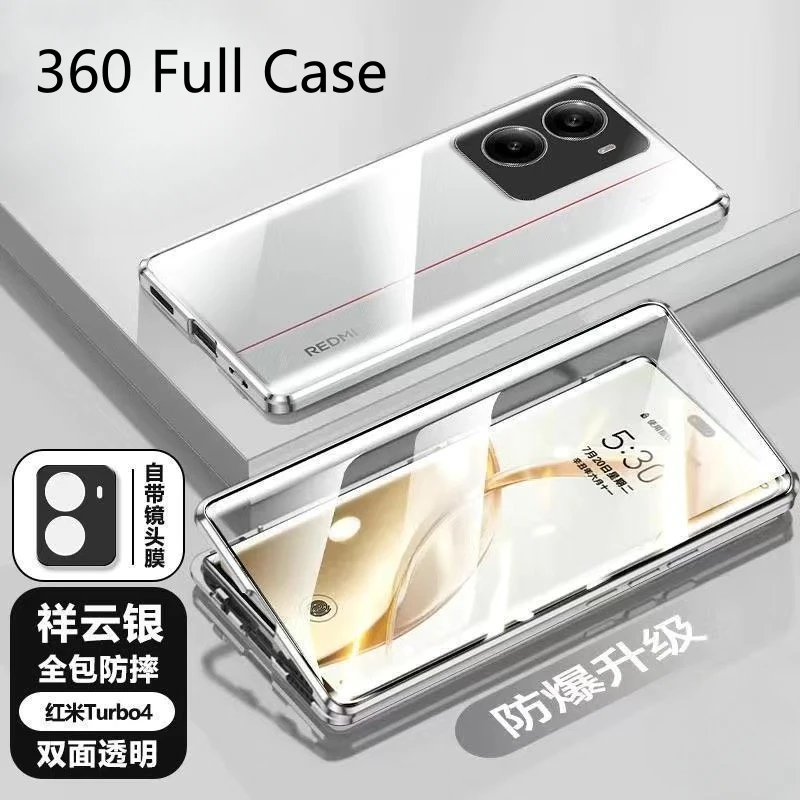 

360 Full Case For Xiaomi Poco F7 5G Case Double Sided Magnetic Adsorption Metal Capa Tempering Glass Cover For Redmi Turbo 4 Pro