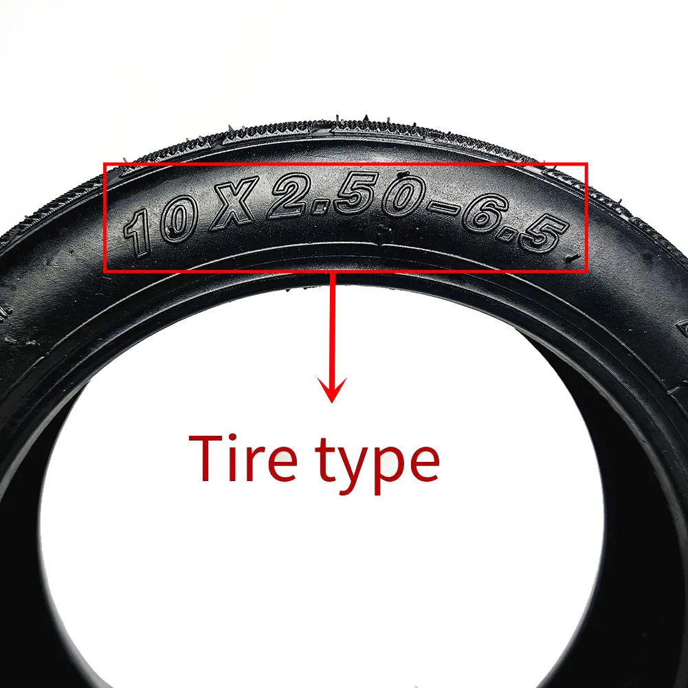 Rubber Scooter Tire 10x2.50-6.5 Tire Black Electric Scooter Anti-slip Tread Pattern For 10 Inch Electric Scooter