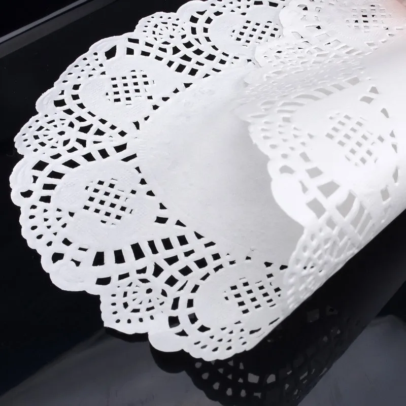 140 Pcs Oval Lace Paper Doilies Doily Lace Placemats for Tables Wedding Christmas Birthday Party Cake Placemat Table Decoration