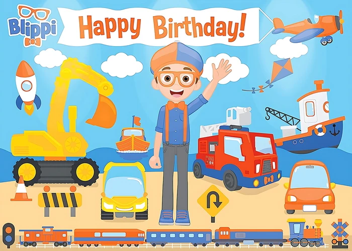 Blippi-誕生日パーティー、お祝い用品、写真の壁、ベビーシャワー、子供、家、すべて、125 cm、150cmの背景装飾