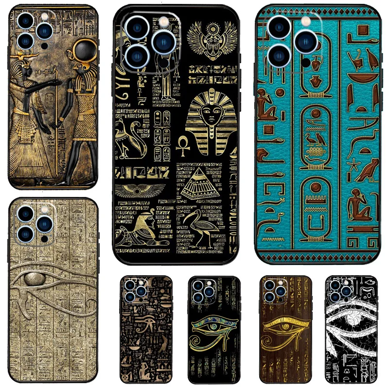 Sacred Eye of Horus Egypt Fresco Case For iPhone 11 12 13 14 15 16 Pro Max Mini X XR XS Max 7 8 Plus Soft Back Cover