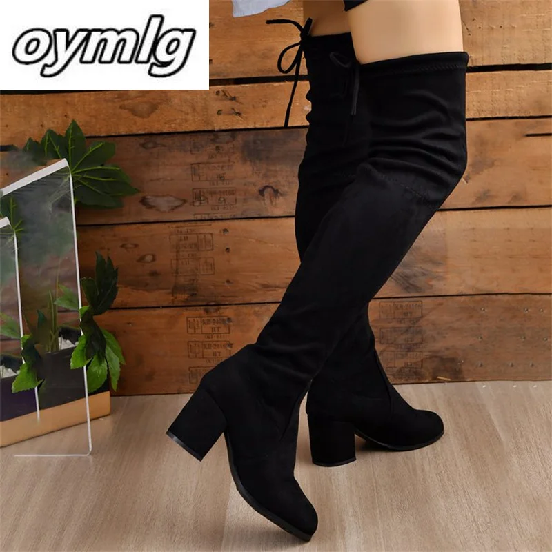 2024 autumn and winter new knee high boots for women, slimming and elastic boots, high heels, high boots, thick heels, long