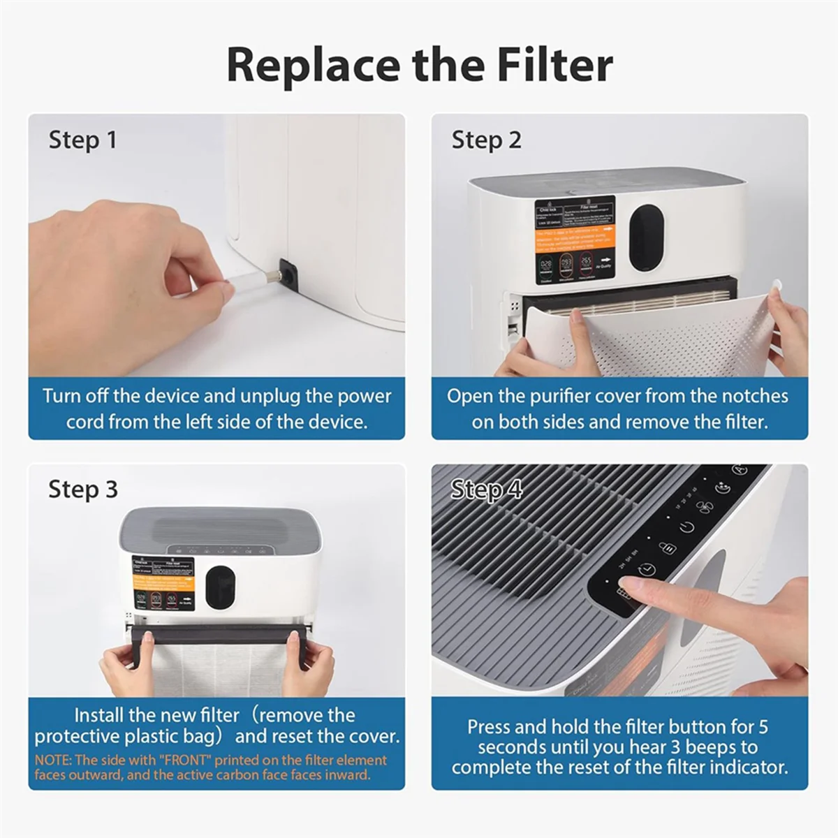 A35T-HY4866 True HEPA Air Purifier Replacement Filter for Morento HY4866 / YIOU M1 Air Cleaner Air Purifier Parts