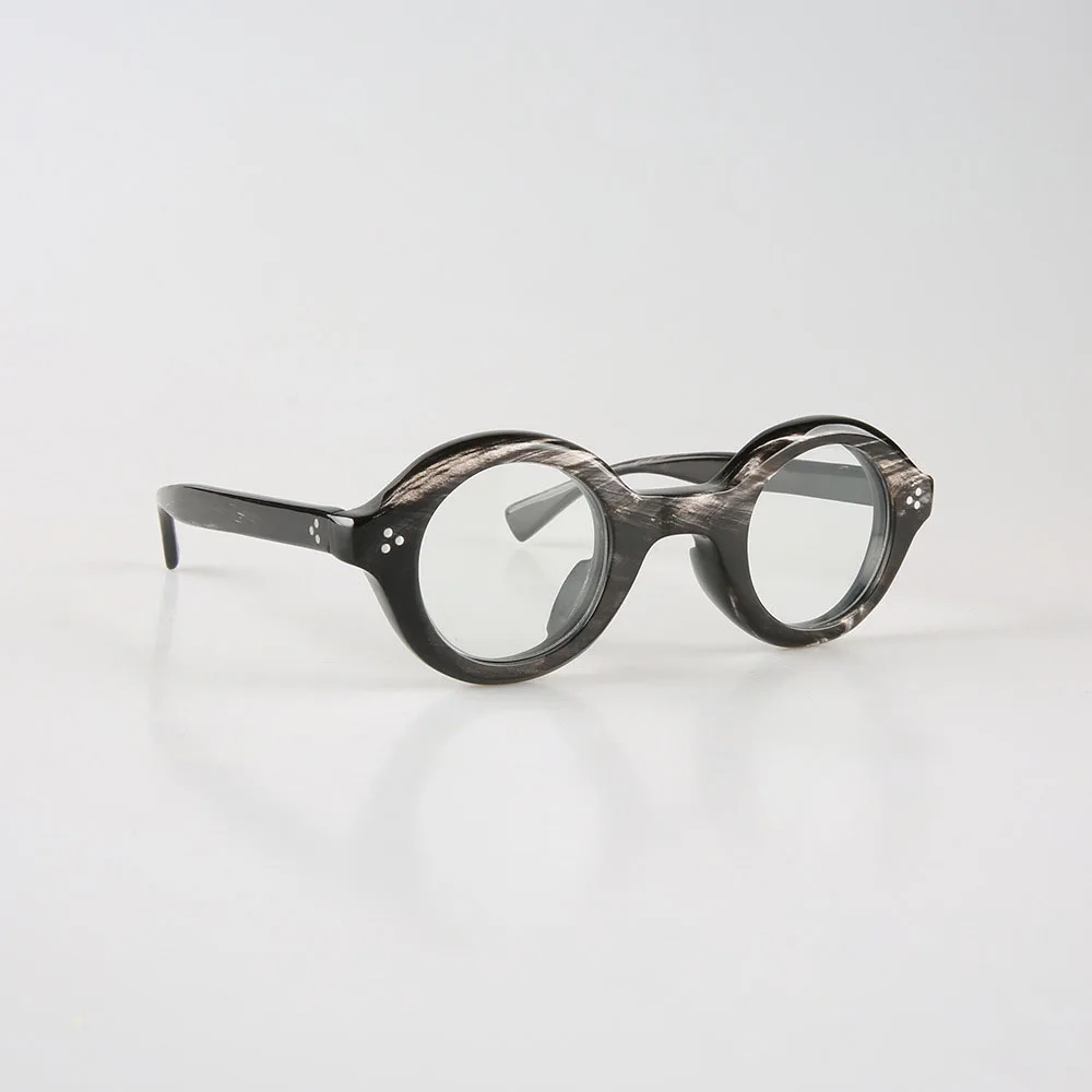 Men Eyeglass Frames Unique Vintage Retro Stripes Handmade Buffalo Horn Myopia Prescription Glasses Frames Lenses Eyeglasses
