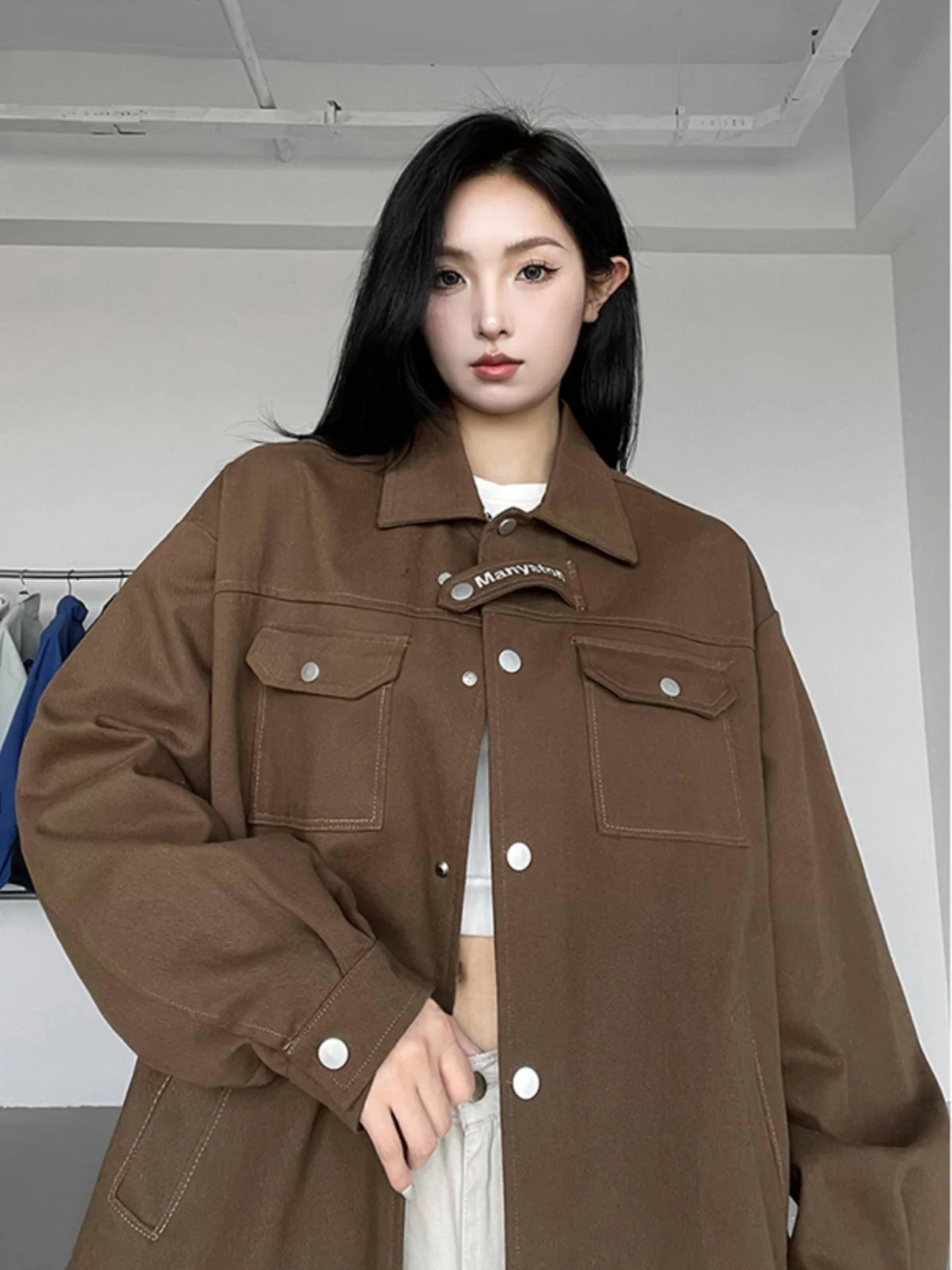 

Мужская демисезонная куртка Cé Brown с откидным воротником, рабочая, в стиле бейсбольной, модная верхняя одежда, американский стиль, полиэстер...