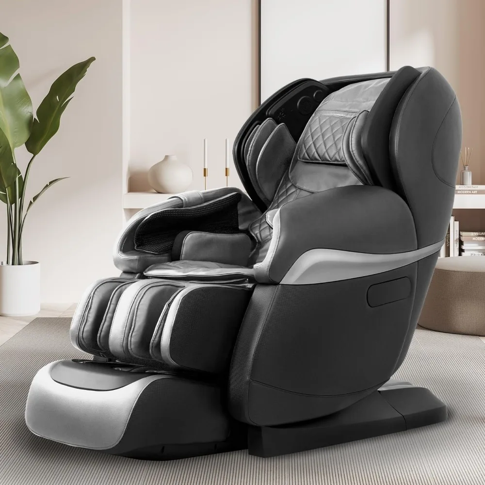 Black Massage Chair Multi-Angle 4D Massage, Space Saving, Heating Foot Roller,Voice Recognition, High Intensity Fullbody Airbag