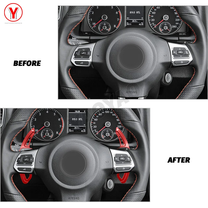 2024 New Design Car Steering Wheel Paddle Shift For Vw Golf 5 MK5 GOLF 6 MK6 gti Scirocco Sticker Accessories