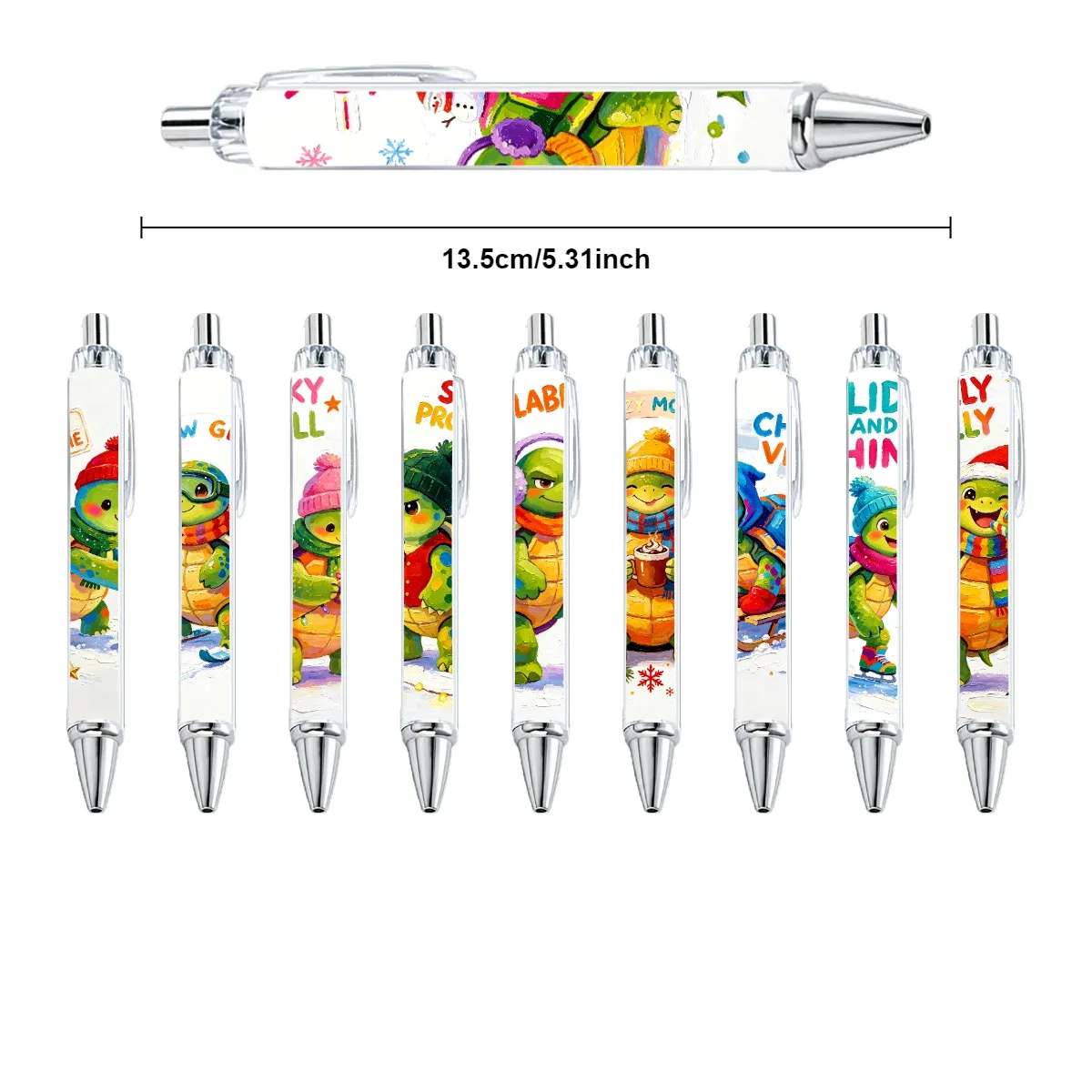 10PCS Turtle themed ballpoint pens for holiday gifts