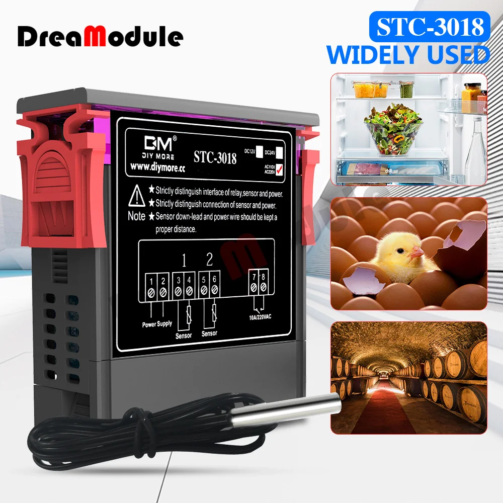 STC-3018 STC 3018 LED Digital Temperature Controller Thermostat Thermoregulator Incubator DC 12V 24V AC 110V 220V STC3018