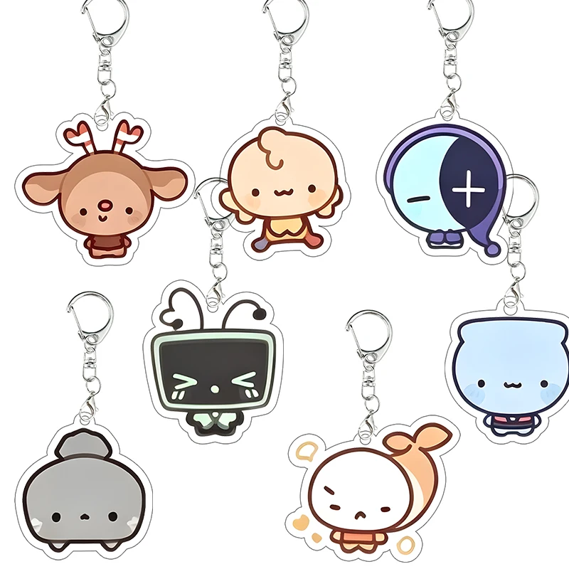 Porte-clés en acrylique double face DandyWorld Game Character Shelly Sprout Vee Pebble Astro, breloques de sac à dos Kawaii Toon