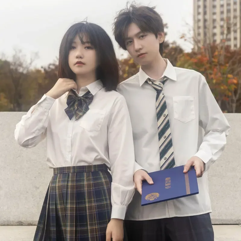 Japanse Jk Dk Uniform Mannen Wit Shirt Midden Middelbare School Uniformen Lange Korte Mouw Blouse Voor Jongen Maat XS-3XL Seifuku