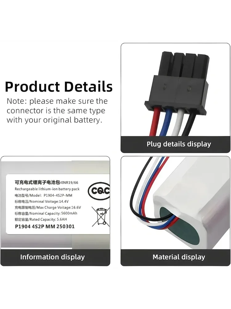 Akumulator zamienny 14,4 V 12800 mAh 4S2P-MMBK P2150-4S2P-XWDLS do odkurzacza Xiaomi Mijia Dreame S10 D9 F9 L10Pro L10Plus — zdjęcie produktu 7