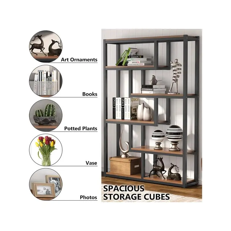 خزانة تخزين للكتب ومستلزمات التنظيم، تصميم حديث، هيكل خشبي متين، مرن وأنيق، مثالي لـ #5