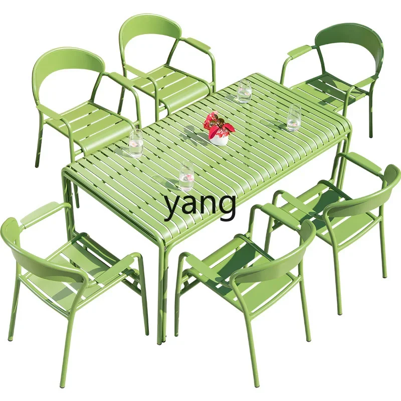 Lmm courtyard outdoor tables and chairs milk tea shop wrought iron color open-air tables and chairs set combination