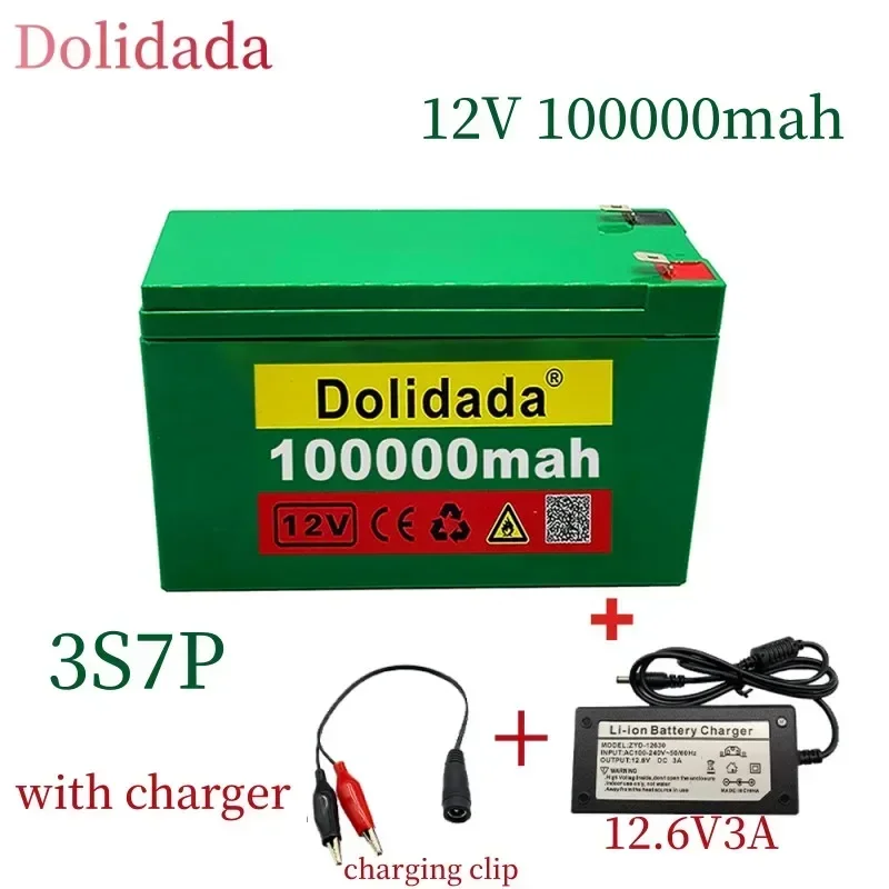 

12v 100000mah 3S7P 18650 Lithium Battery Pack With 12.6v 3A Charger Built-in 100ah High Current Bms 100ah 12v Lithium Bateria