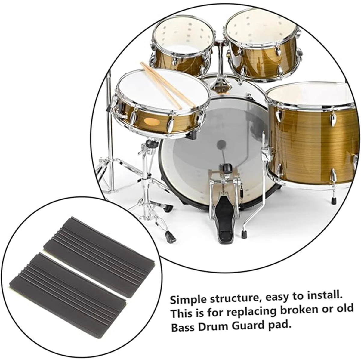 Bass Drum Non-Slip Rubber Pad Jazz Drum Pedal Guards Kick Drum Pedal Pad Percussion Instrument Part