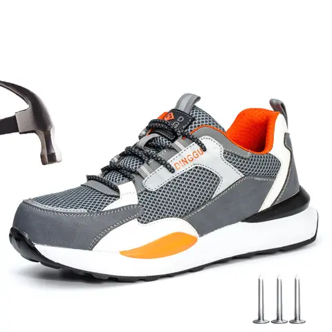 WOUDHONY 남성 안전 신발 경량 통기성 작업 신발 운동화 불멸의 Anti-smashing Steel Toe Safety Boots