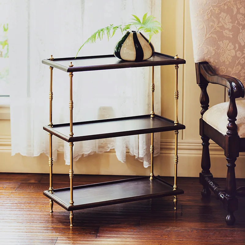 PYH shelf light luxury brass flower stand side table living room dining side table sofa small table coffee