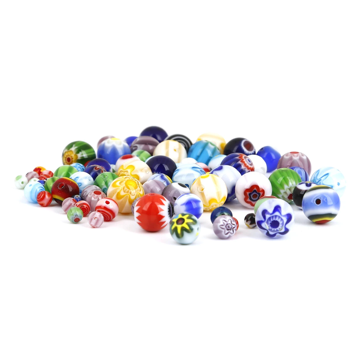 4/6/8/10mm Approx 39-65pcs/bag Stripe Millefiori Flower Lampwork Glass Beads For Jewelry Making Bracelet DIY Jewelry Findings