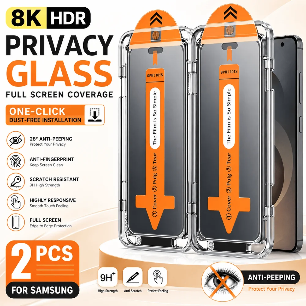 NNBILI 2pcs Privacy Screen Protectors,for Samsung Galaxy S26 S25 S24 Ultra S23 S22 S21 Plus S26FE, Dust-Free Applicator,Unlock