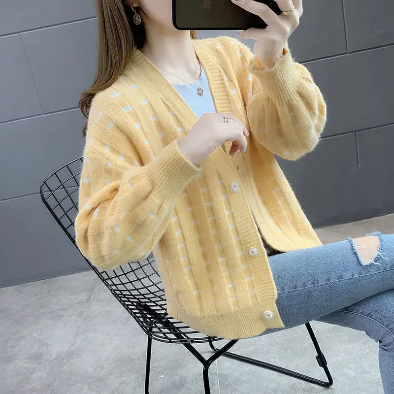Pink Cardigan Women Winter Sweater Clothes Set Cropped Sweater Autumn 2021 New Women\'s Cardigan Short
