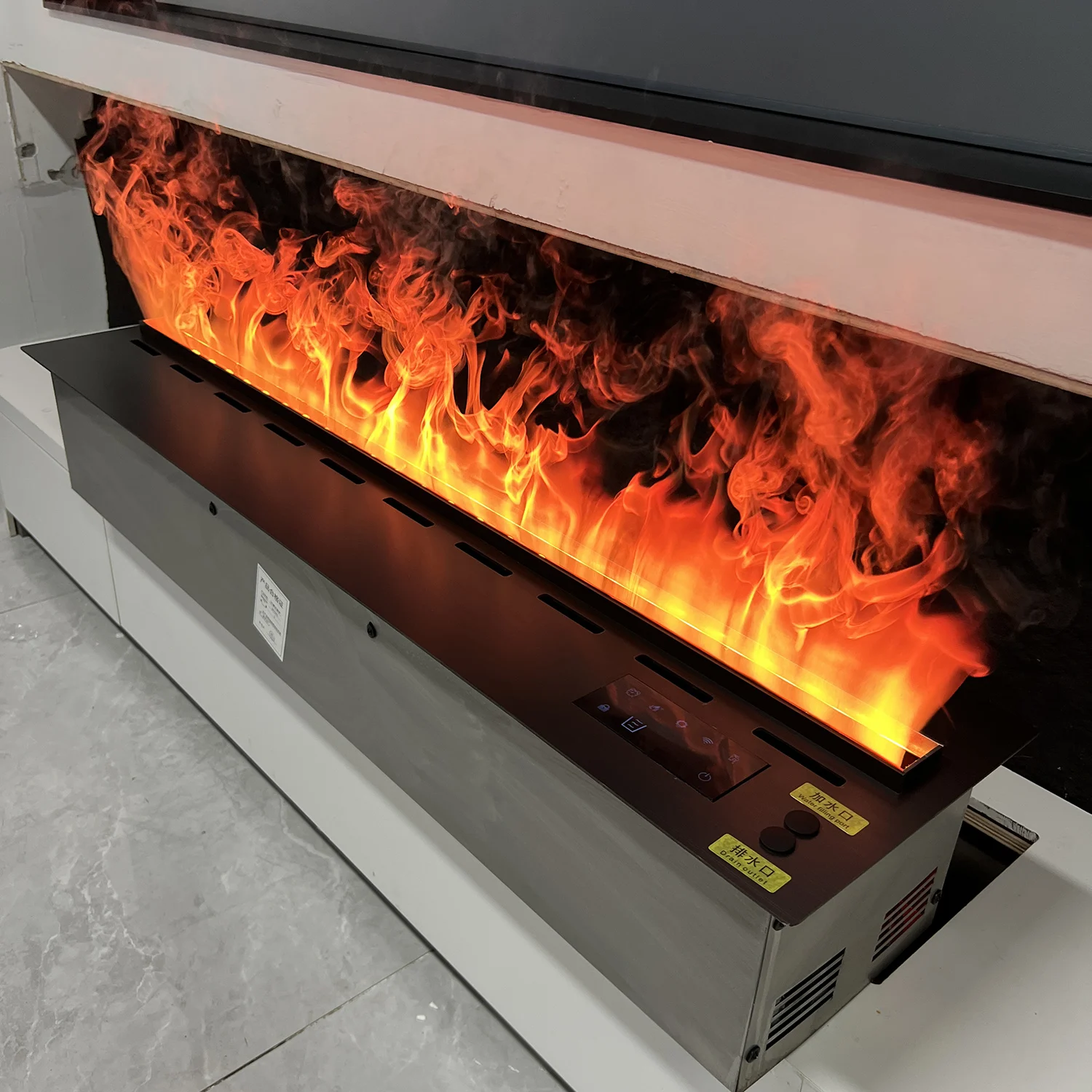 Pro 3D Water Vapor Fireplace: IP65 Waterproof LEDs, 20Hr Silent Humidifier, 128 RGB Colors, for Hotel/Office/Home