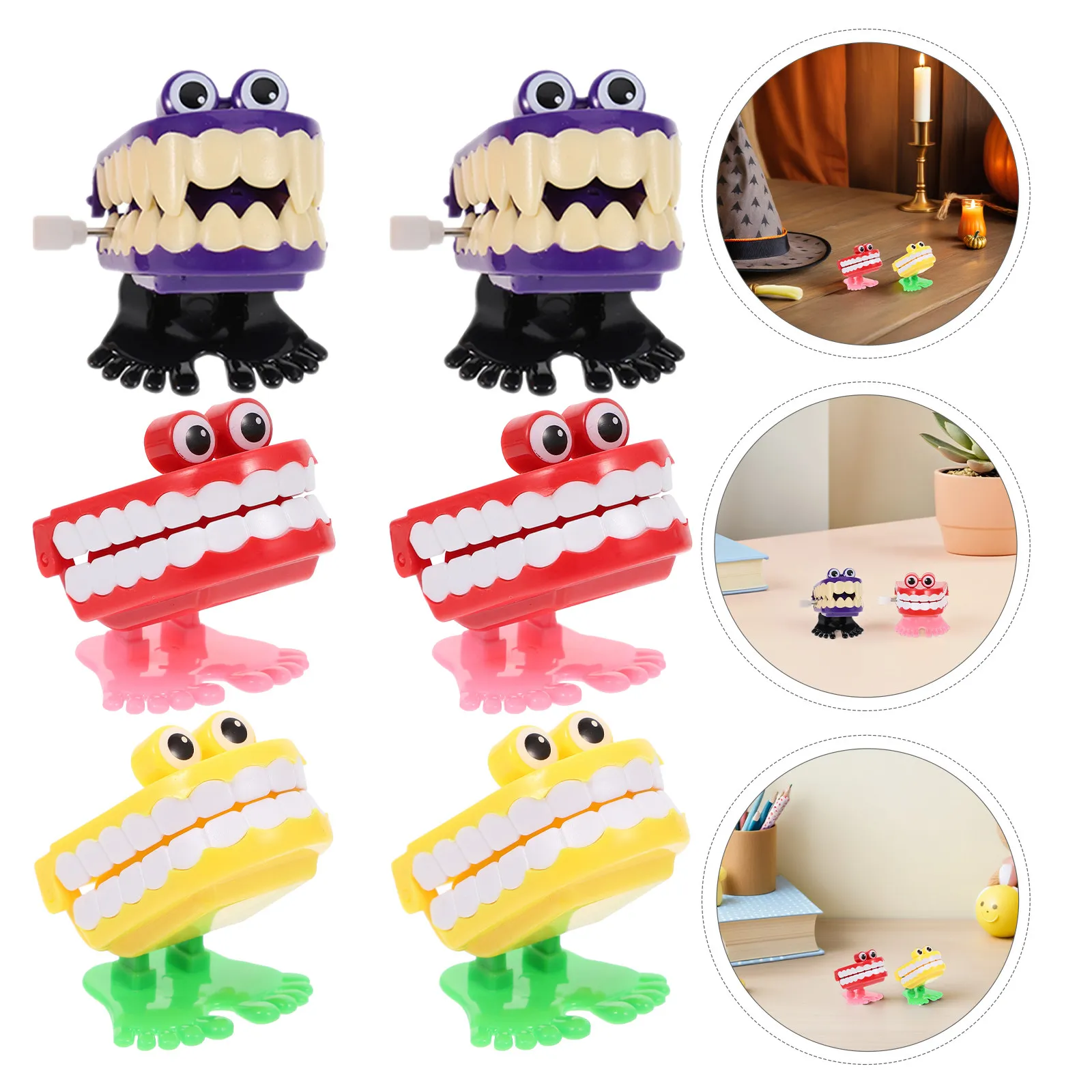 

6Pcs Halloween Wind-Up Funny Chattering Teeth Gag Party Favor Birthday Holiday Walking Novelty Gift Holiday Wind Up Toys