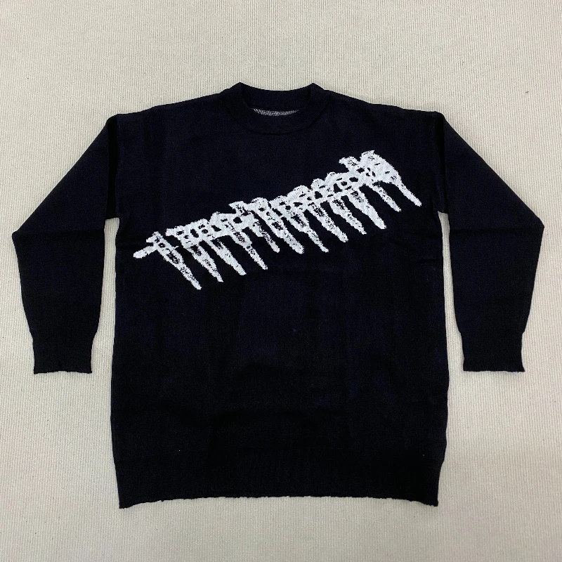 Men's and women's knitted cardigan wool sweater, bullet head, fashionable sweater, street personality, European and American