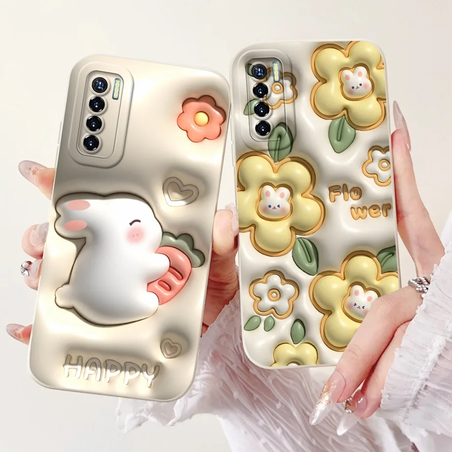 For Tecno Camon 17 17P 17 Pro Case Soft Silicone Capa Goothic Style Cartoon Panda Flower Back Cover For CG6 CG6j CG8 CG8h CG7