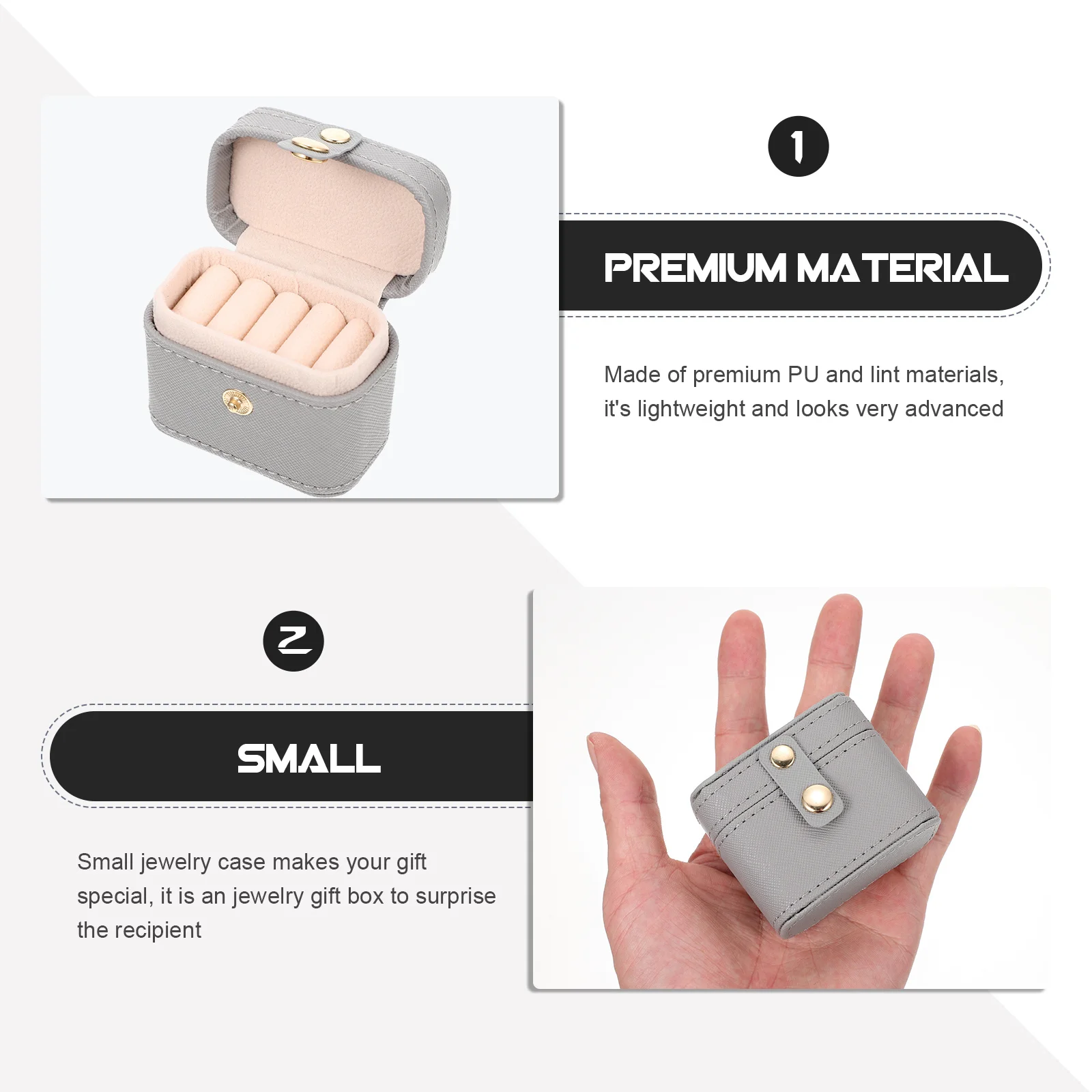 

Retro Jewelry Box Small Size Advanced Look PU and Lint Made Lightweight Storage Container for Rings Gifts Perfect Desktop Decor