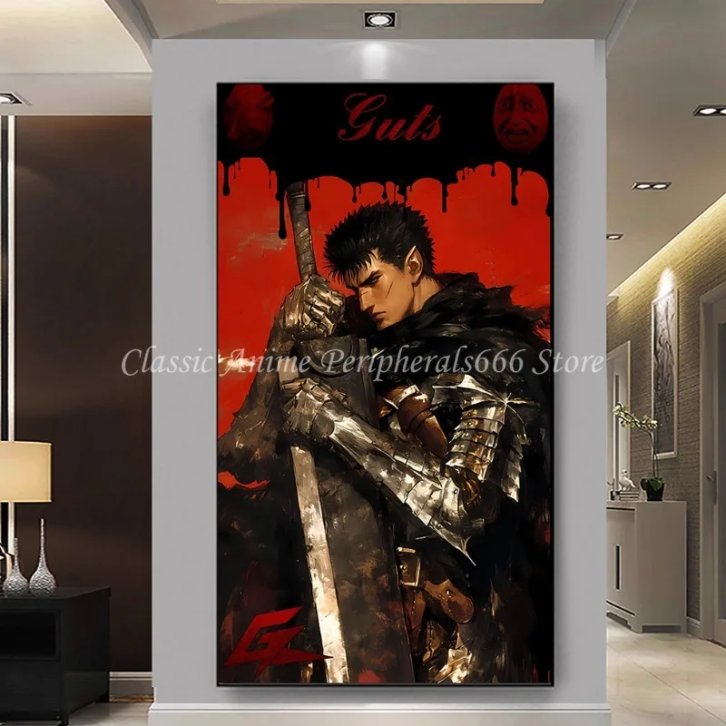 Wholesale of Japanese Anime Sword Style Legendary Posters, Retro Style Violent Comics, Cartoon Hanging Paintings, Murals