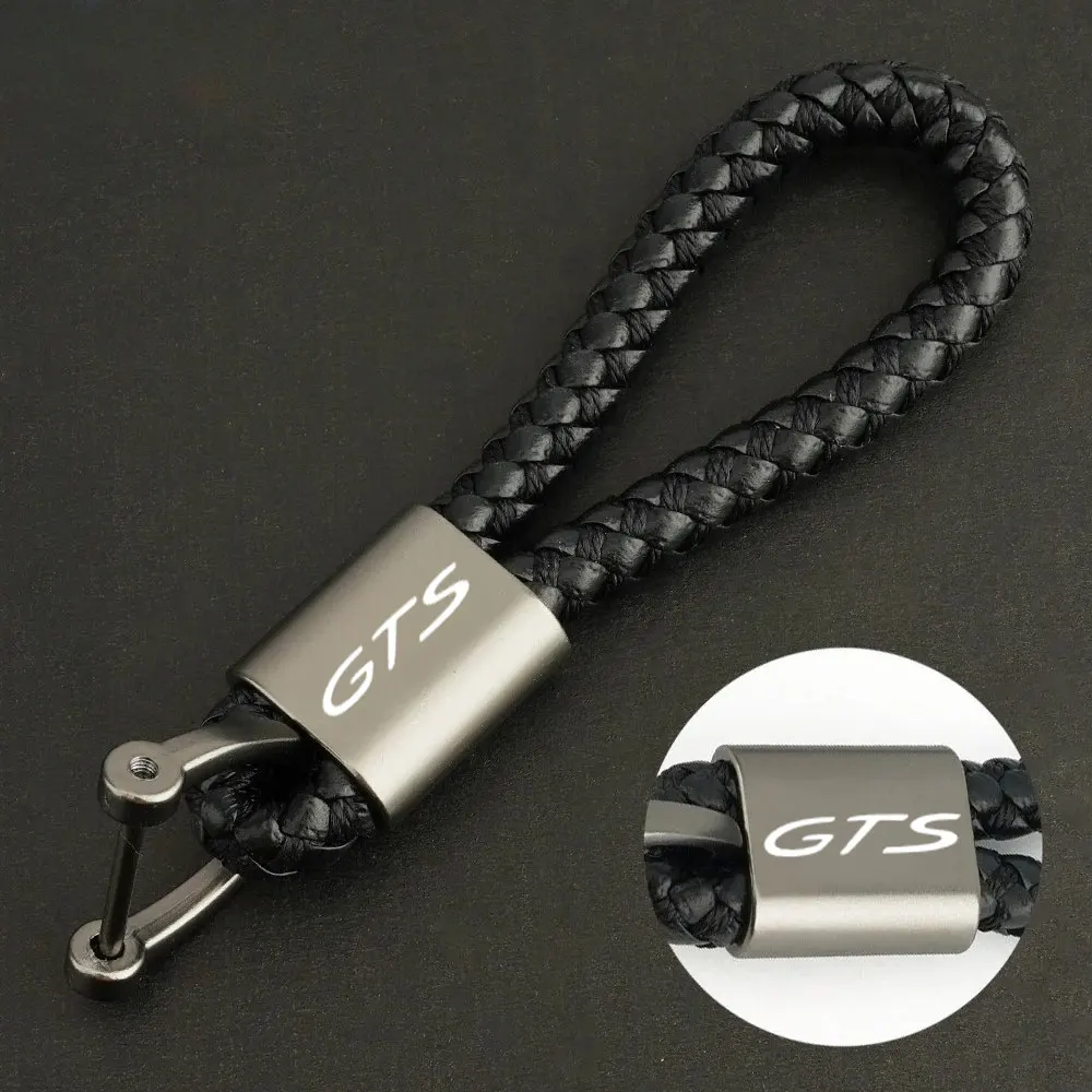 Para Porsche GTS Turbo Panamera Cayman Cayenne accesorios de coche de alta calidad logotipo personalizado llavero de cuerda trenzada llavero de Metal