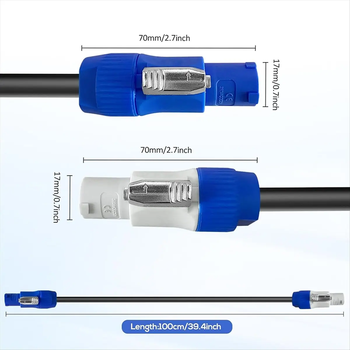 (A32M) 3 Pin Power Extension Cable for LED Screen Beam Moving Head Stage Light Power Stage Lighting Effect Cable