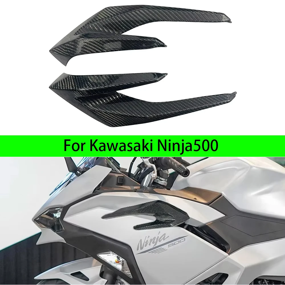 Motorcycle Carbon Fiber Spoiler Gas Tank Side Panels Air Intake Vent Fairing Cover Fit For Kawasaki Ninja500 ninja 500 2024