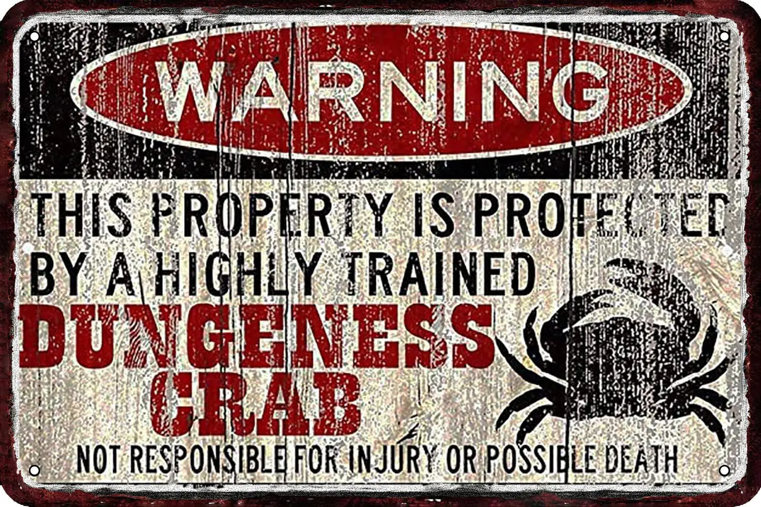 CARNIBELLE Crab Warning Vintage Metal tin Sign Wall Decor Retro Art Funny Decorations for Home Man Cave bedroom 8x12 Inch