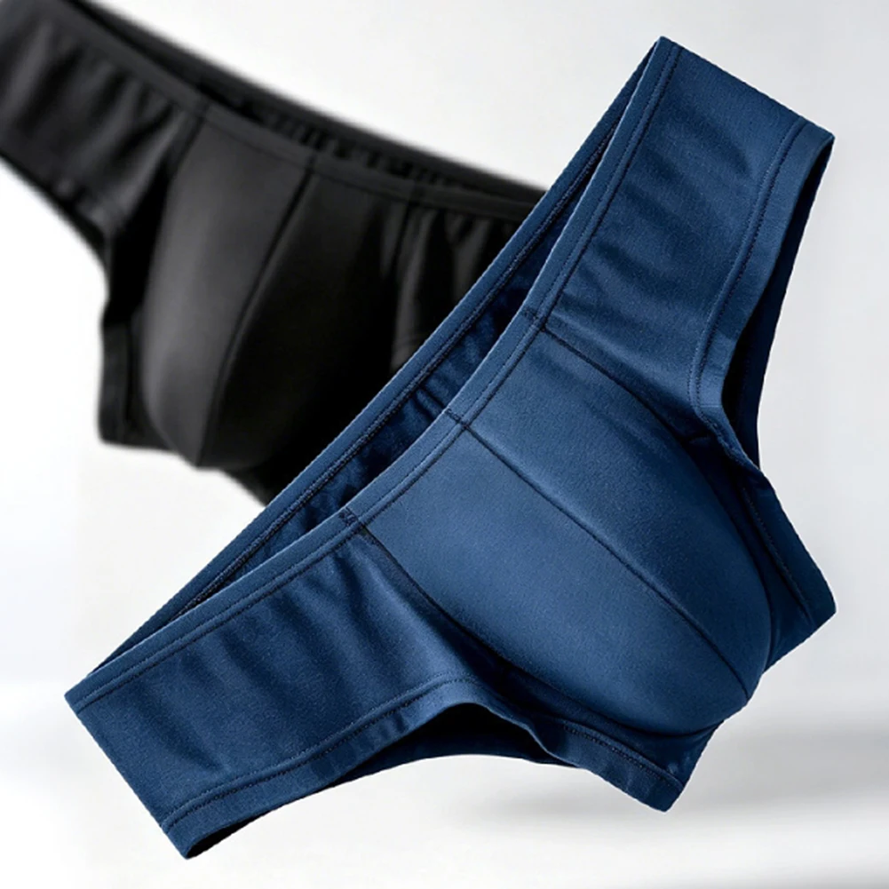 Men's Elastic Low Waist Panties Half-cover Butt Briefs U-convex Pouch Sports Lightweight Summer Soft Underwear Man